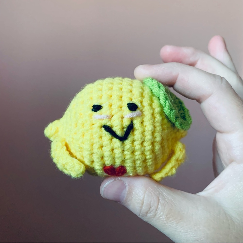 Handmade Crochet Lemon Heart Decor